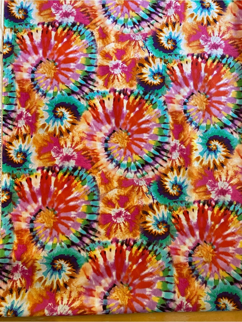 Brother & Sister Design Studio Vibrant Novelty Tie-Dye Spiral Swirls Fabric 2 yd